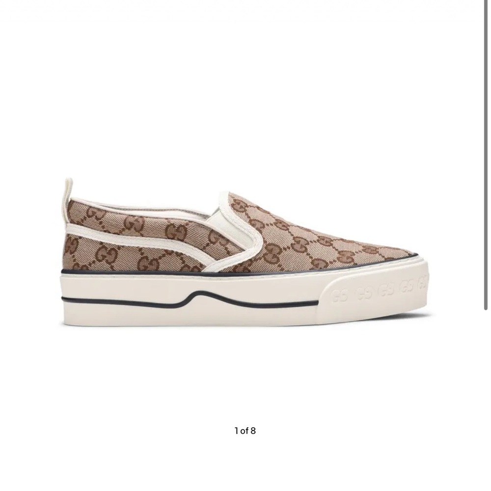 Gucci Tan and Cream Slip-On Shoes